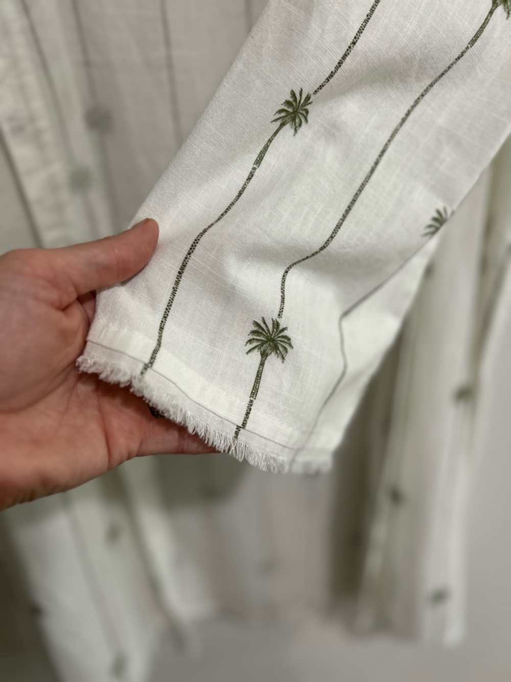 blue island White Palm-Print Open Front Lightweight Jacket - Picture 4 of 7